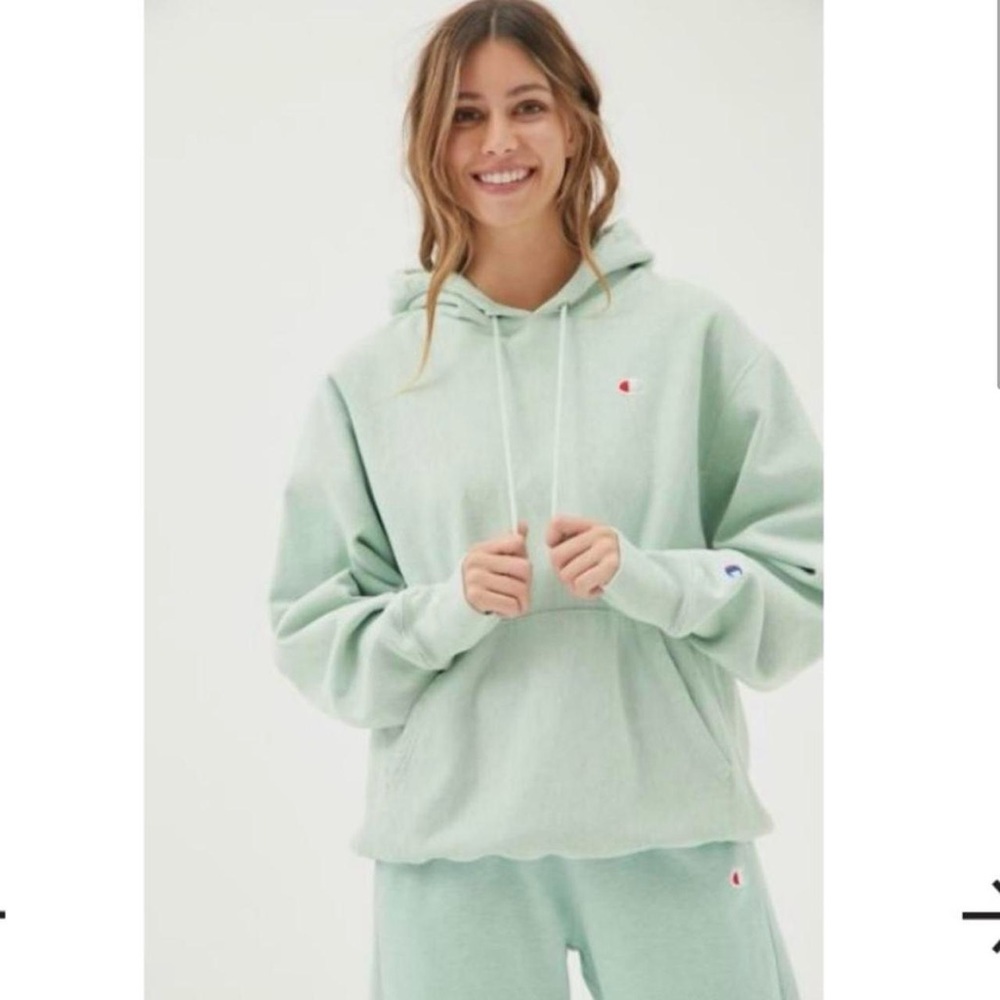 Vintage Champion Washed Mint Hoodie Sweatshirt